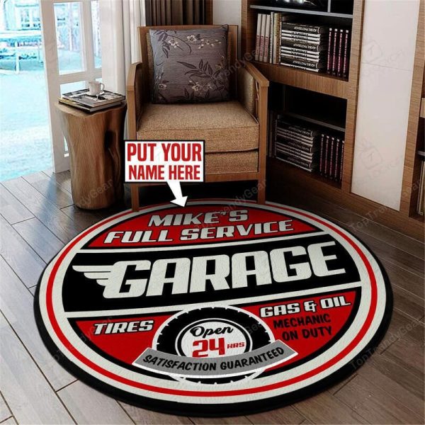 Personalized Garage Full Service Round Mat Round Floor Mat Room Rugs Carpet Outdoor Rug Washable Rugs - Image 2