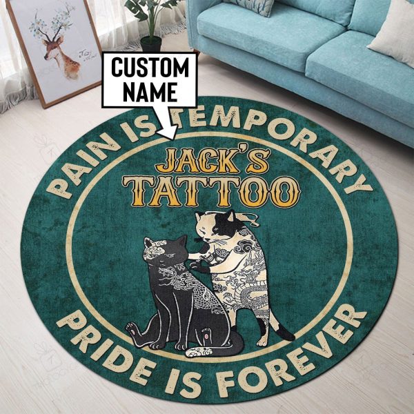 Personalized Cat Tattoo Studio Round Mat Round Floor Mat Room Rugs Carpet Outdoor Rug Washable Rugs