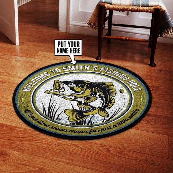 Welcom to the Fishing Holde Round Rug, Carpet 06449 - Image 2